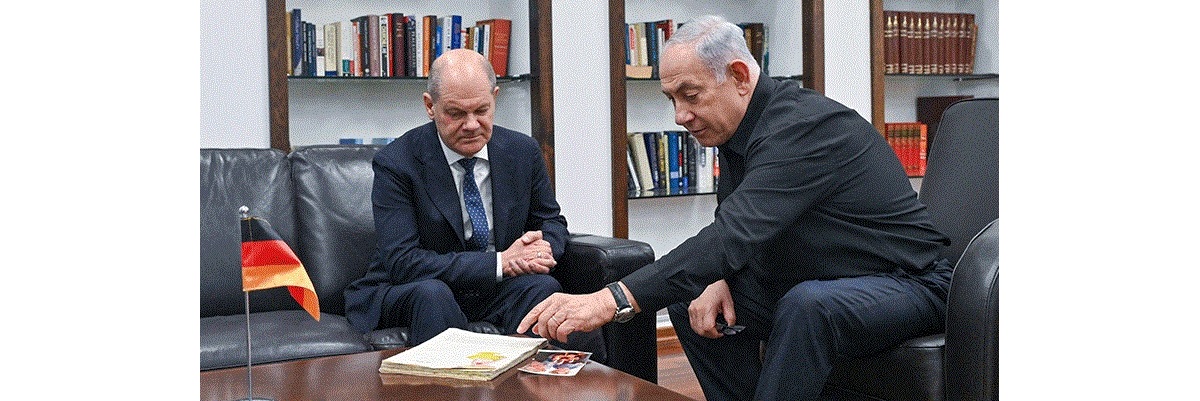 El Primer Ministro Netanyah con el Canciller alemán Olaf Scholz